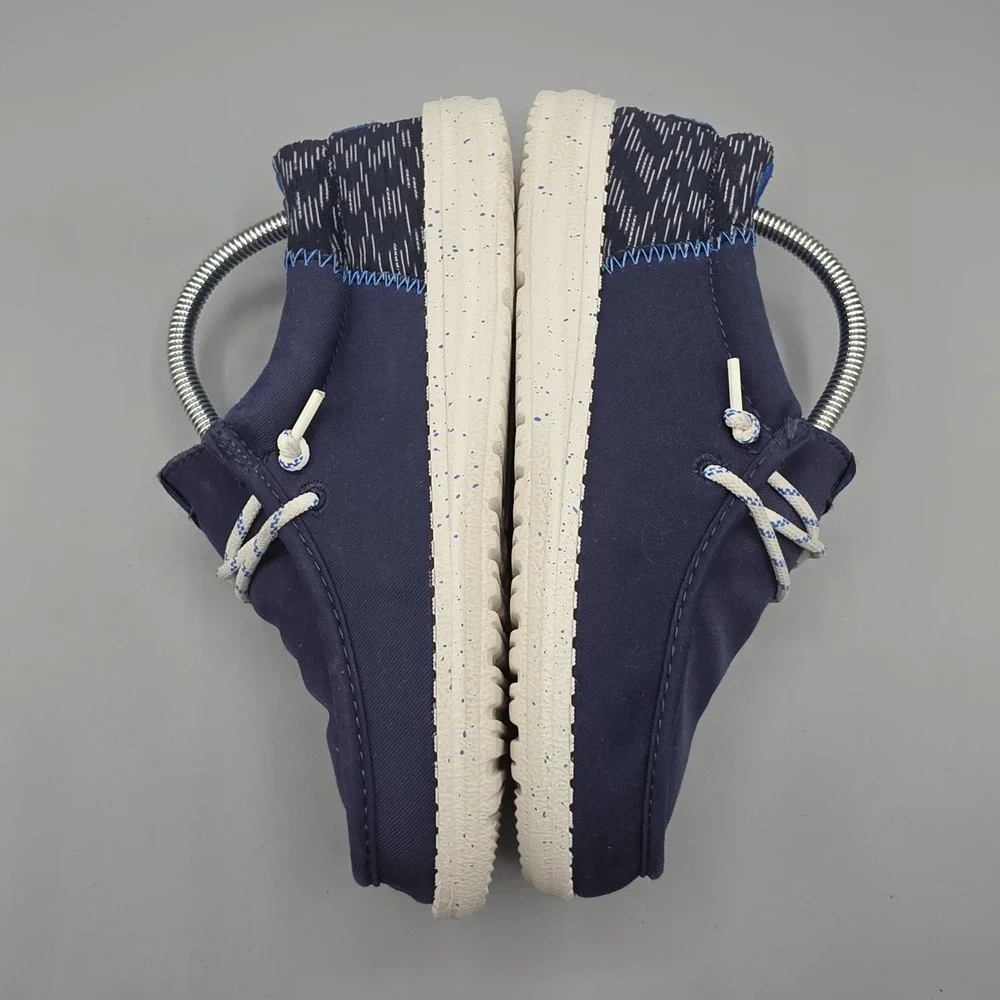 Hey Dude Wally Shoes Boys 3 Navy Blue Funky Jersey‎ Jacquard Slip On Lightweight
